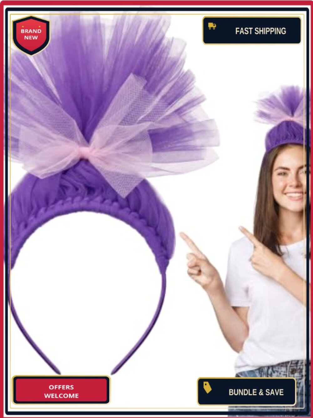 Funny Headband Wig Crazy Hair Day Costume Anime Cosplay Party Accessory